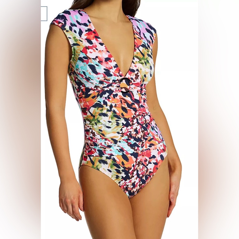 Bleu Rod Beattie Multicolor Abstract Print One-Piece Swimsuit
